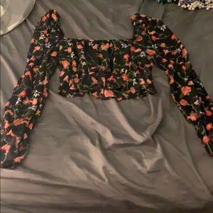 Floral cropped long sleeve shirt